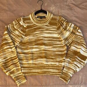 French Connection Brown and Cream Mockneck Sweater